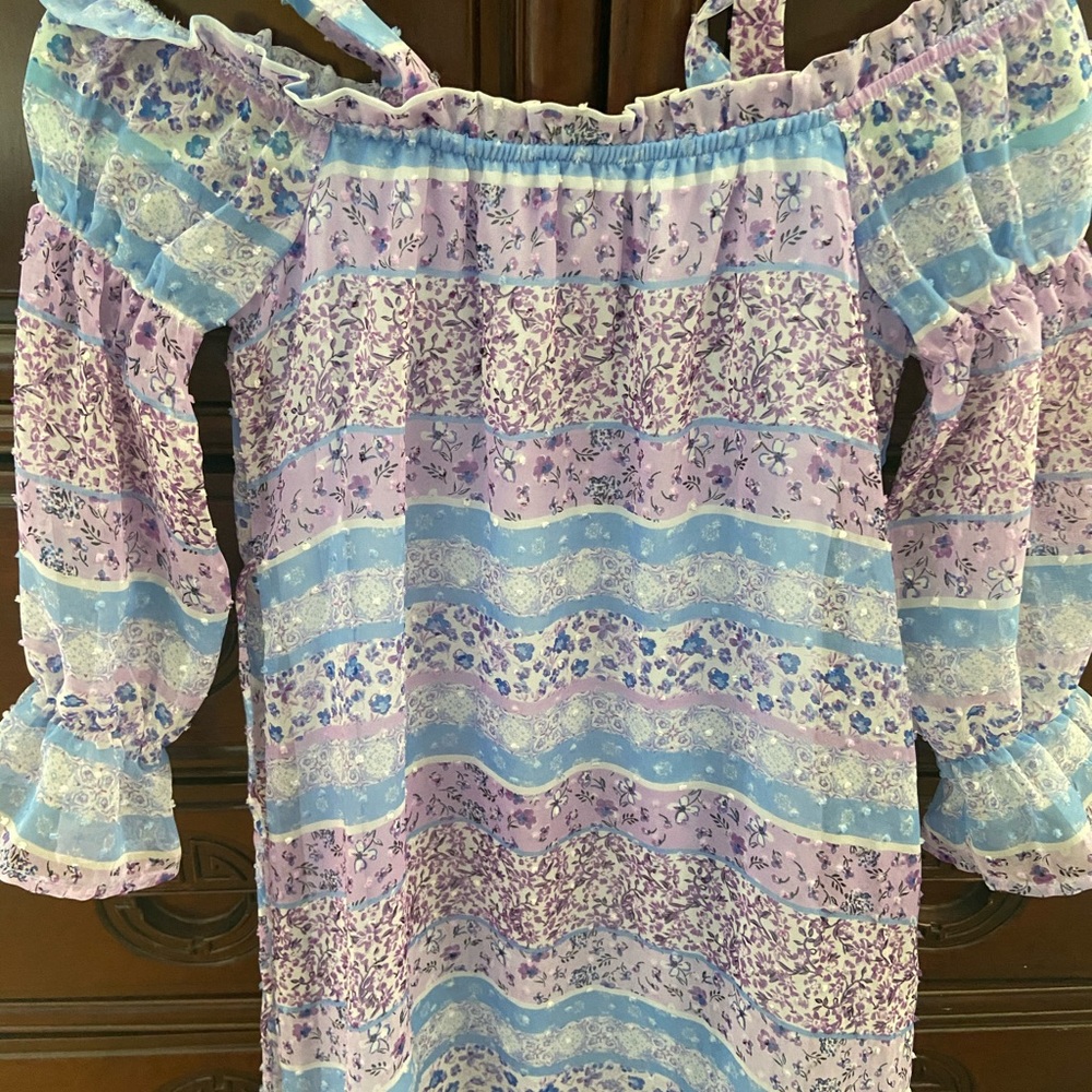 Off the shoulder girls peasant dress kneelength